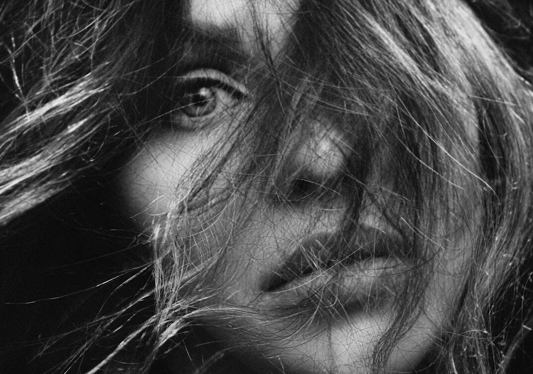 Portrait of a woman with long hair